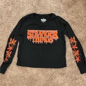 Netflix Stranger Things Black and Orange Long Sleeve Tee